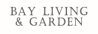 Text 'BAY LIVING & GARDEN' in a decorative font on a white background