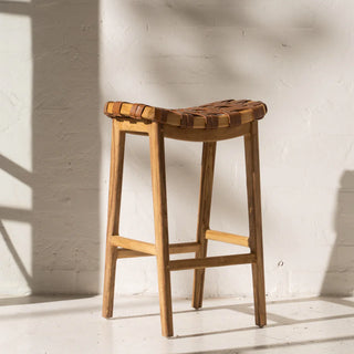 Woven Leather Bar Stool