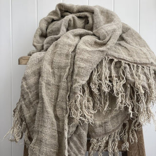 Hand Loom Linen Throw Natural