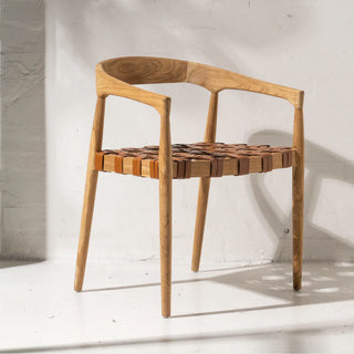 Woven Leather + Recycled Teak Dining Chair