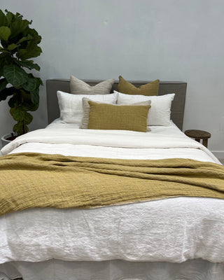 Audrey Linen Throw Yellow + Natural
