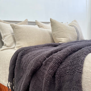 Clover Linen Throw Charcoal