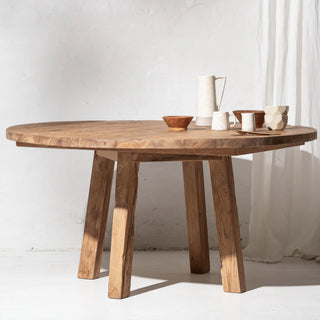 Round Recycled Teak Dining Table