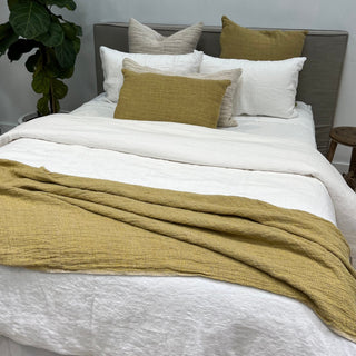 Audrey Linen Throw Yellow + Natural