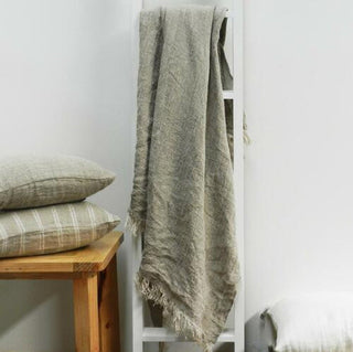 Hand Loom Linen Throw Natural