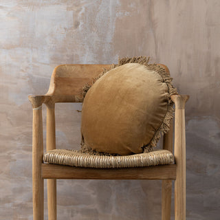 Velvet Round Cushion | Fringe