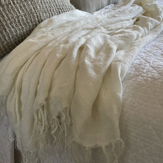Ivory Throw with Fringes
