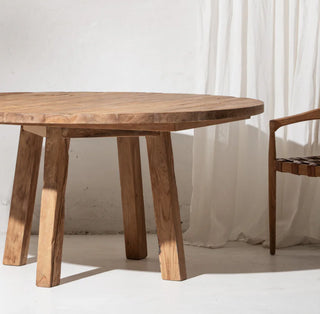 Round Recycled Teak Dining Table