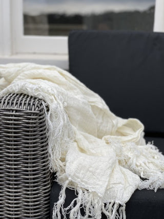 Ivory Throw with Fringes