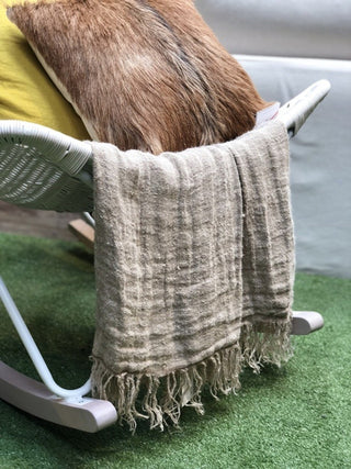 Hand Loom Linen Throw Natural