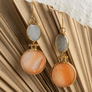 Two Stone Earring | Apricot + Ice