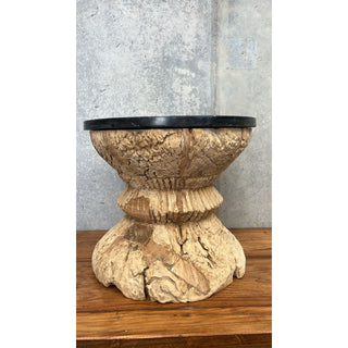 Vintage Indian Okhali Marble Side Table