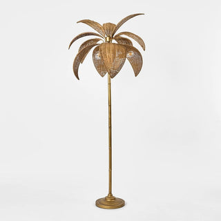 Bali Brass & Rattan Floor Lamp