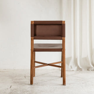 Chocolate Leather + Recycled Teak Dining Chair