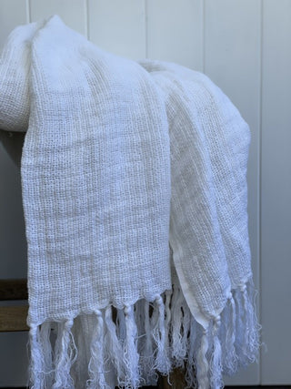 Audrey Linen Throw Yellow + Natural
