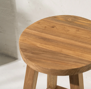 Round Recycled Teak Bar Stool