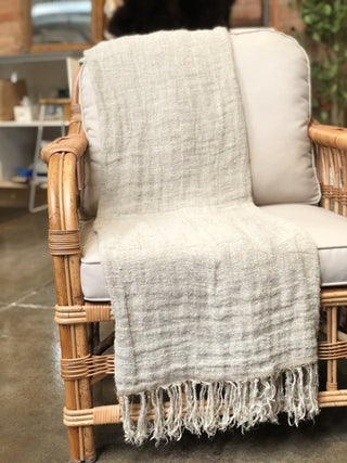 Hand Loom Linen Throw Natural