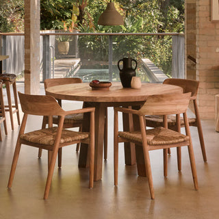 Round Recycled Teak Dining Table